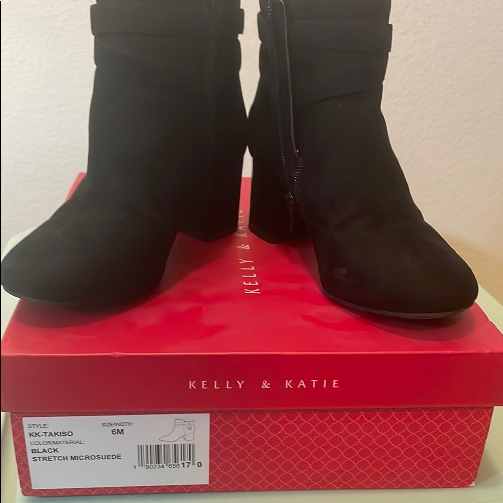 Kelly & Katie Black Stretch Microsuede Women's Boots